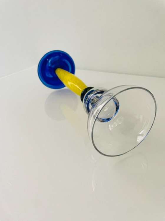 Image 1 of Candelabro vintage di design italiano in vetro Memphis x Murano.