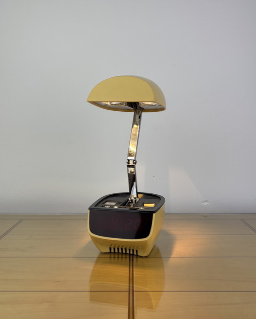 Lamp Table + Clock Vintage Clock - Lamp Zeitlicht Timco 1970s Bedside Lamp 70s Digital Alarm Clock Mid Century Modern Space Age