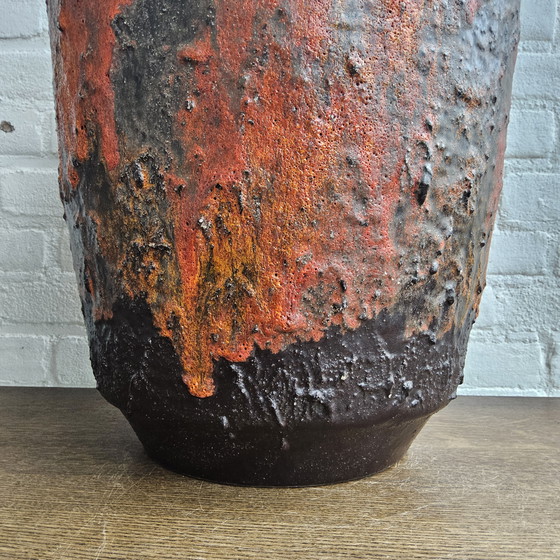 Image 1 of XXL West Germany Floor Vase Carstens Tonnieshof Fat Lava / West Germany Ceramic Vase Extra Large