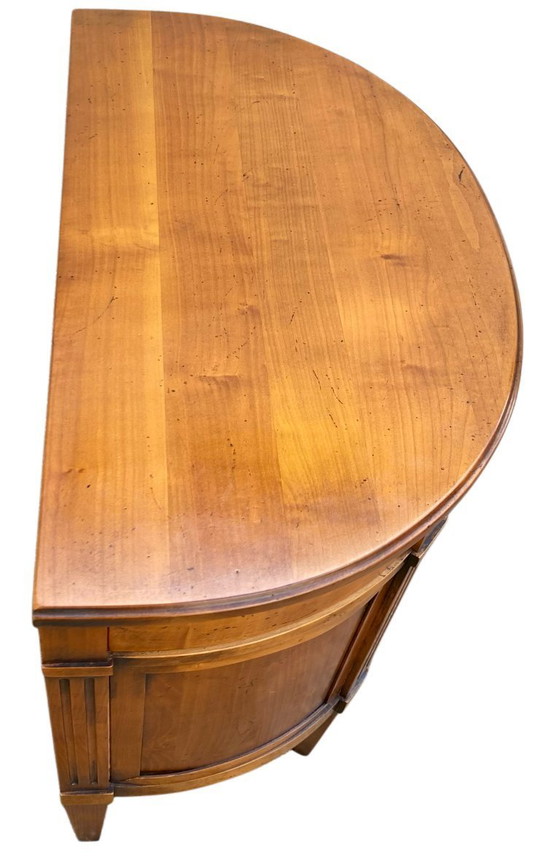 Image 1 of Louis XVI style cherrywood three-drawer half-moon commode