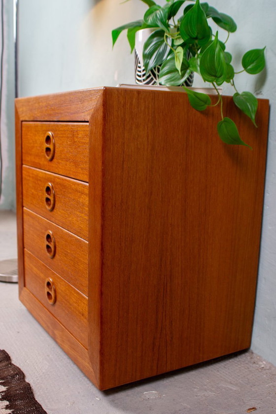 Image 1 of Teakhouten nachtkastje, console, ladekast, Deens, midden 20e eeuw