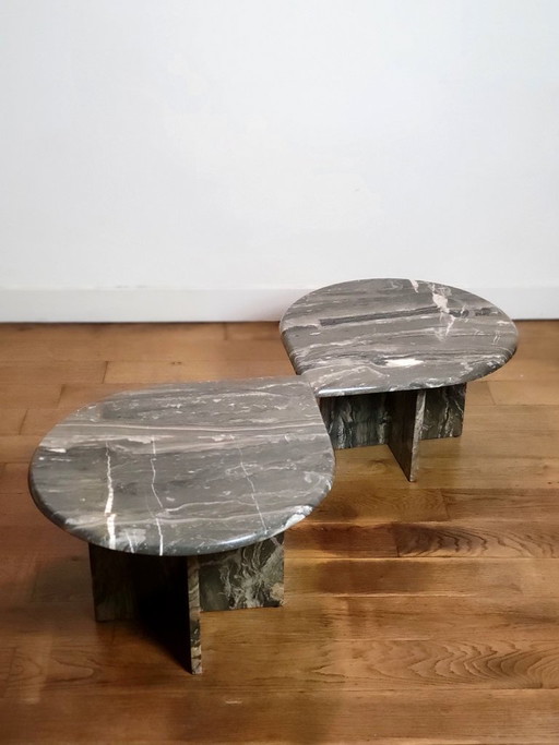 Vintage organically shaped marble side tables, Germany 1970
