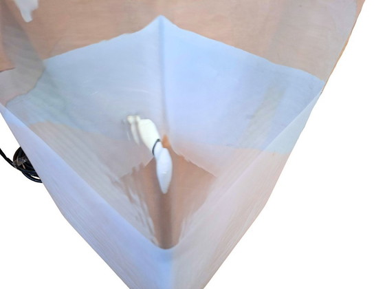 Image 1 of Vintage glazen vloer-/tafellamp uit de jaren 80 – minimalistisch design – 51 cm