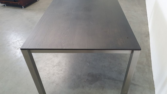 Image 1 of Arco Tisch aus reiner Eiche, geräuchertem Edelstahl, niederländisches Design, 210 x 90