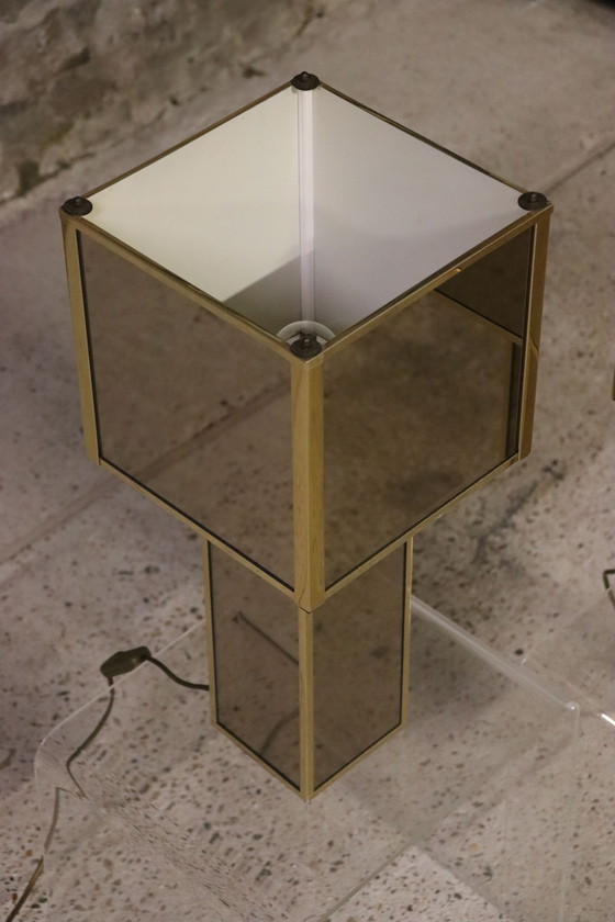 Image 1 of 2x Grote Brutalistische Italiaanse Tafellampen