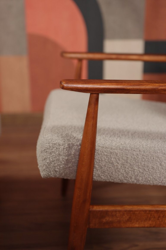 Image 1 of Lounge Chair and footrest Vintage Style Harbor Gray Bouclè Mid Century Design, 1960s