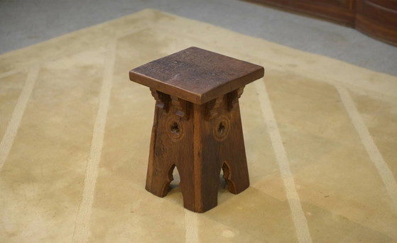 Brutalist oak stool from the early 20th century. (photo 2 of 5)