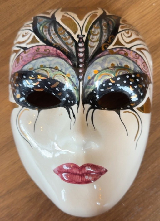 Vintage Ceramic Wall Mask “Alice” Hand-Painted – wanddecoratie