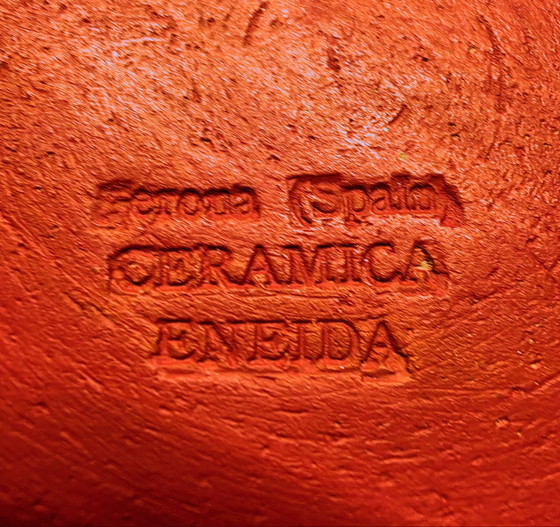 Ceramica Eneida Girona anni '60-'70, brocca rossa con linee tipo graffito., ceramiek Eneida, Vasi, Nero (foto 7 di 7)