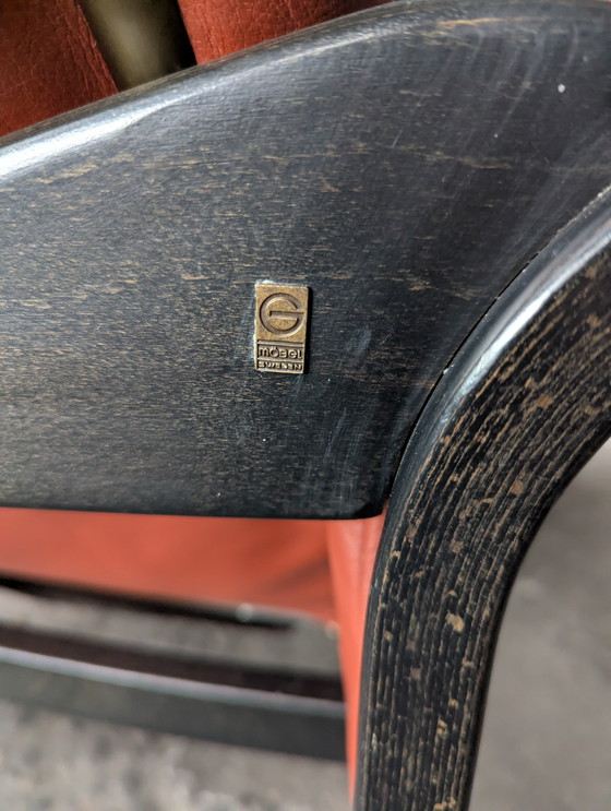 Image 1 of Fauteuil lounge vintage G-Mobel cuir/bois