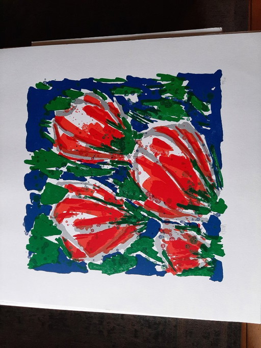 Ad van Hassel - Serigrafía, Tulipanes rojos - 100 ejemplares