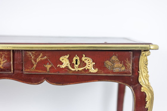 Image 1 of Bureau Plat de Style Louis XV à Décor de Scènes Lacustres, Circa 1850