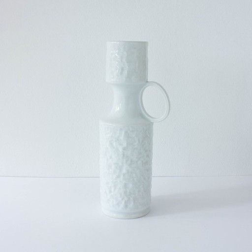 Royal KPM Porzellan White Glossy Porcelain Handled Vase, 1970s