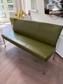 Leren eetkamer bank Fonk in olijfgroen