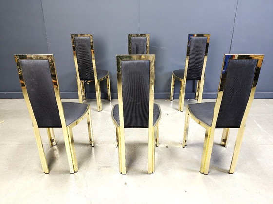 Image 1 of Vintage french brass dining chairs, 1970s 