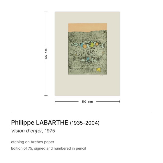 Philippe Labarthe signierte Radierung Vision D'enfer 1975 – Lithographien & Drucke, Paper (photo 3 of 5)
