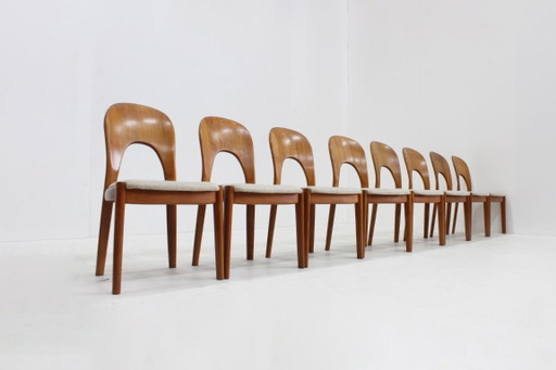 Sillas de comedor danesas vintage Mid Century Niels Koefoed, juego de 8