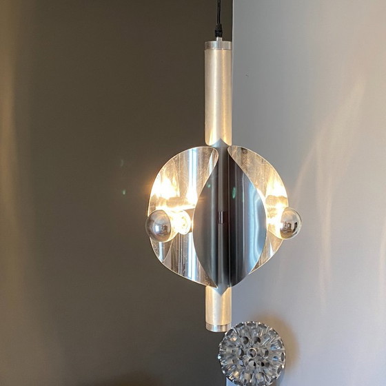 Lámpara colgante Sputnik Oxar. 1970. Era espacial. – Lámparas colgantes, Aluminium (photo 5 of 6)