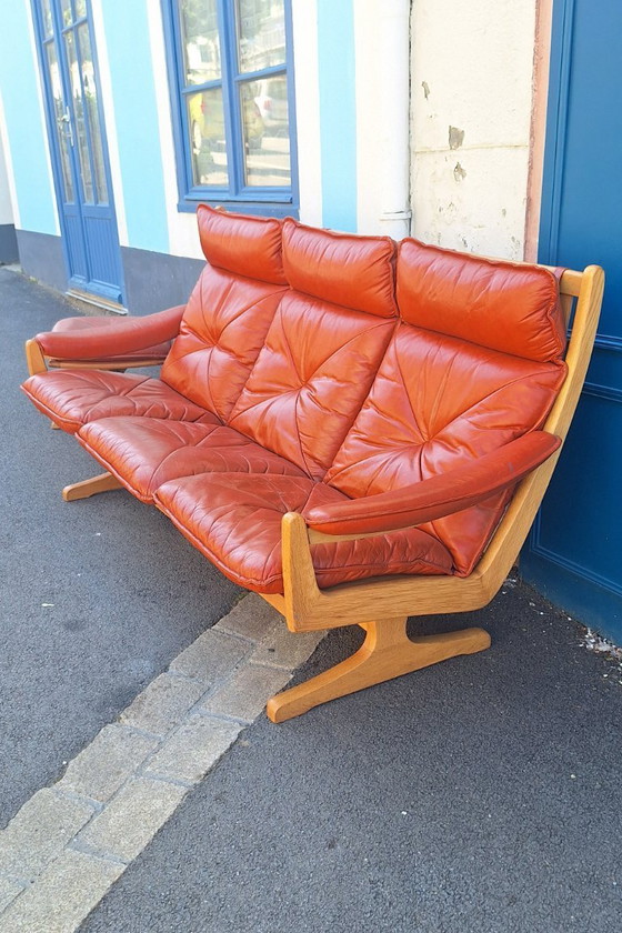 Image 1 of Banquette scandinave en bois et cuir par Soda Galvano pour Liebe Mobel