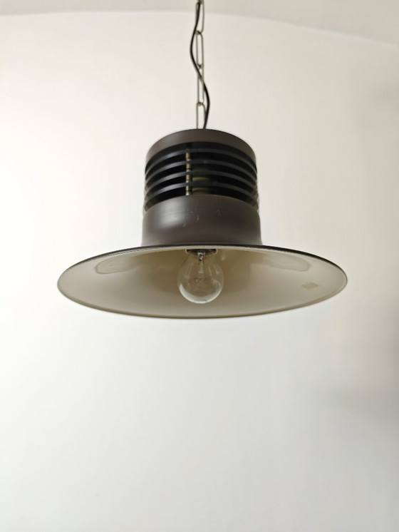 Image 1 of Vintage Industrial Pendant Light / Mid Century Modern Hanging Lamp / Scandinavian style / Metal Bell Shade / Retro Factory Ceili