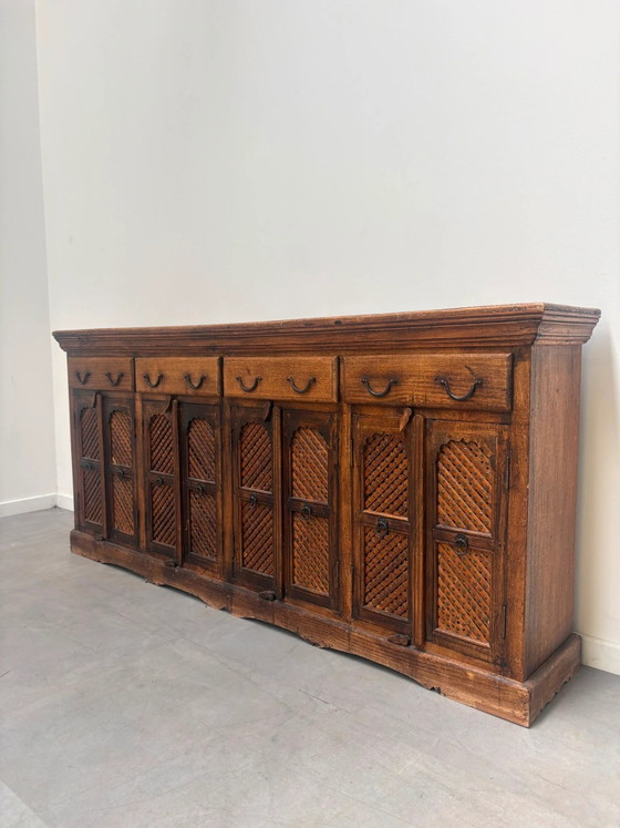 Image 1 of Antique Indian Sideboard with Lattice Doors