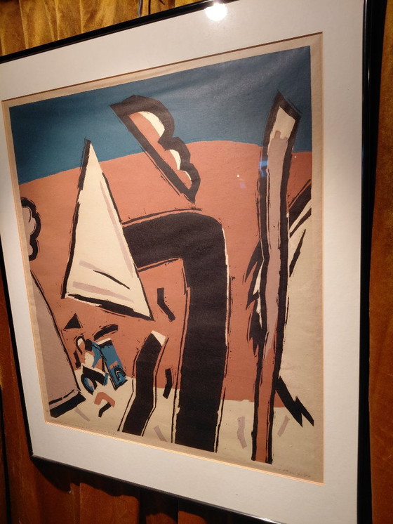 Image 1 of Thijs Buit. Linoleografia "New Landscape" stampa propria 65/80