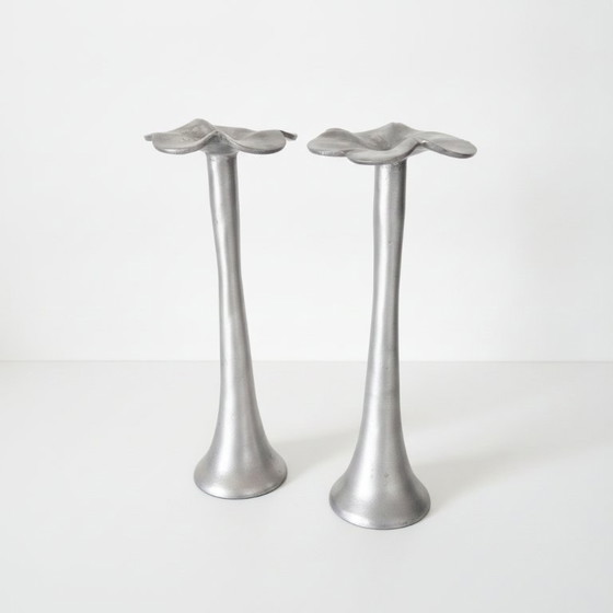 Vintage 2x Pols Potten Flower Candle Holders Dutch Design Candlesticks – Kandelaars en kaarsen, Metal (photo 7 of 7)