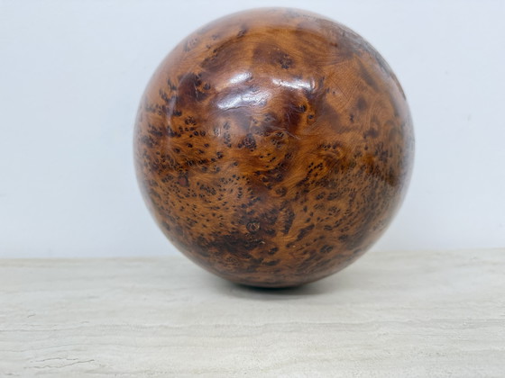 Image 1 of Large antique burl wood ball decorative wooden ball