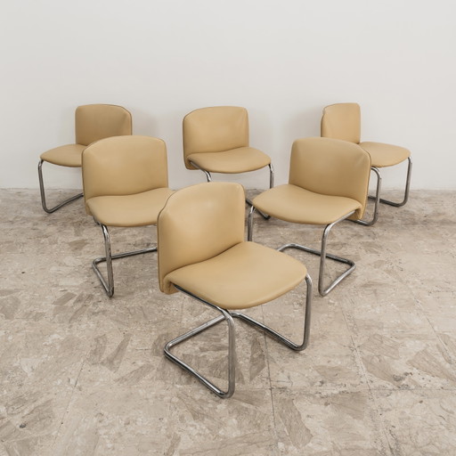Juego de 6 sillones de diseño Bauhaus de los años 70, estilo vintage moderno y antiguo.