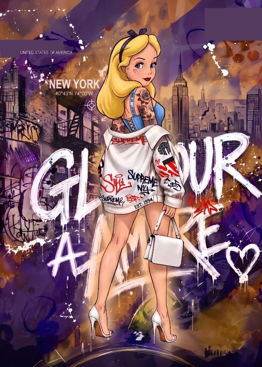 Teilen Poster 50x70cm Alice New York Street Art Pop Art Wandbild Kunstdruck Tattoo NYC-
