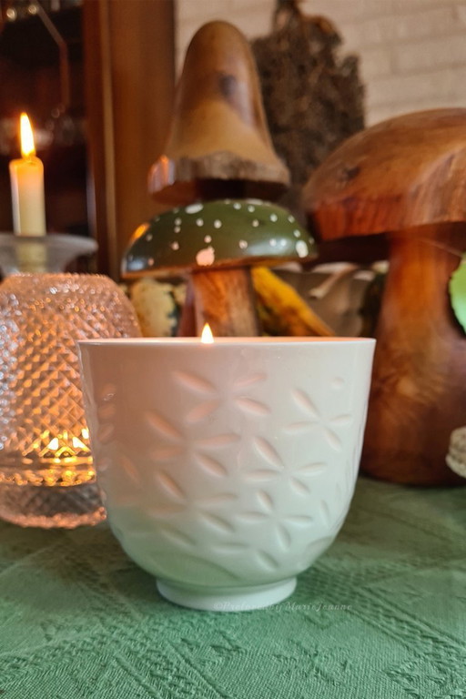 Royal Copenhagen Blanc de China vase with embossed leaf motif. no. 4046. 