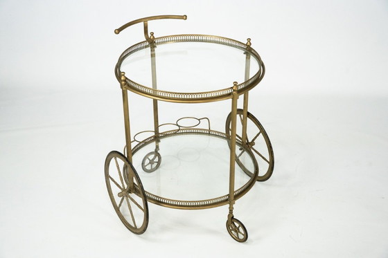 Image 1 of Chariot de bar vintage en laiton de Cesare Lacca, Italie, années 1950.