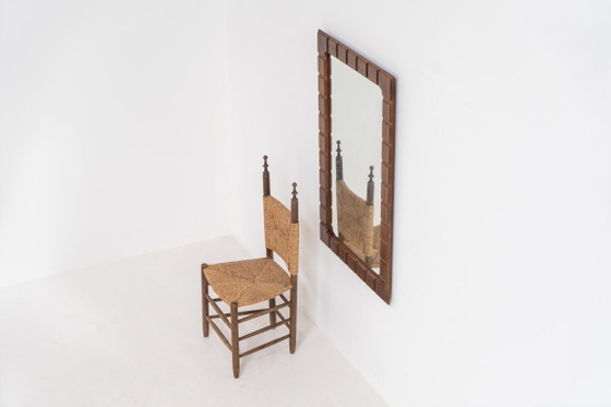 Image 1 of Sculptural graphic wall mirror (Sweden, 1960s).
