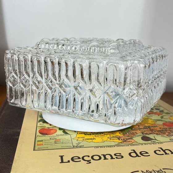 Vintage 1970s/80s Small Square Transparent Glass Wall/Ceiling Light, Wall lights (photo 2 of 9)