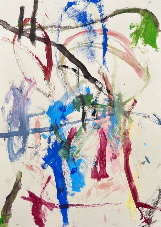 Gouache abstraite sur papier naturel 40x30cm