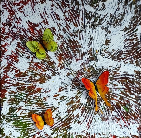 Modern painting with butterflies, black and white, CB, Paintings & Drawings, Canvas, Wood (photo 12 of 13)