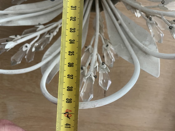 Image 1 of Plafondlamp met bloemenmotief en glazen ornamenten, jaren 50, Duitsland