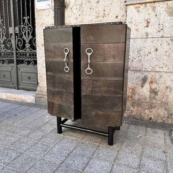 Image 1 of Barschrank "bocados", Leder und polierter Stahl, 2000 - Italien