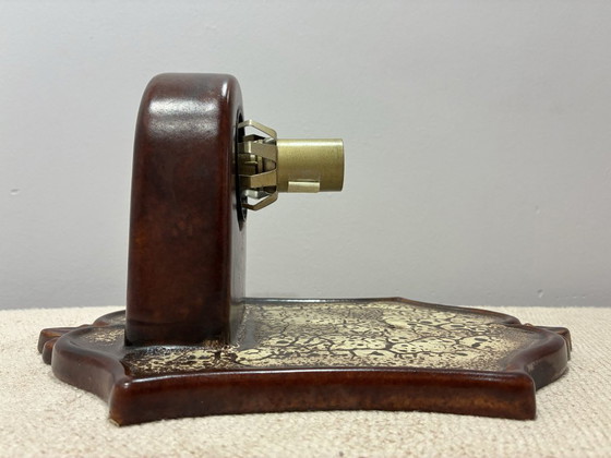 PAN Keramik ceramic wall or ceiling lamp, brown lava glaze, 1970s, Wall lights (photo 4 of 7)
