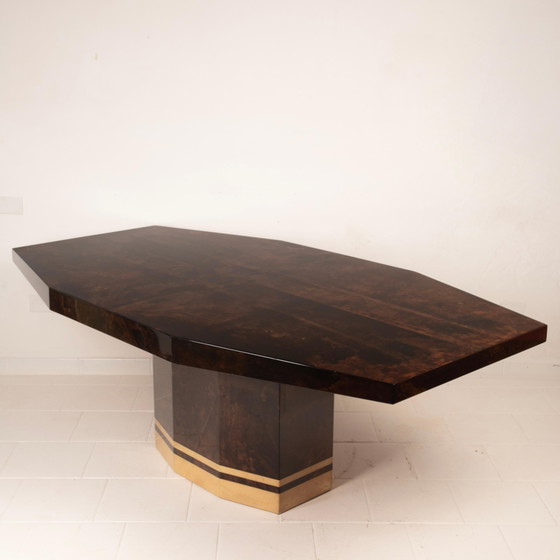 Mesa de comedor de pergamino Mod. 2007D de Willy Rizzo & Nucci Valsecchi para TURA Milano – Mesas de comedor (photo 11 of 20)