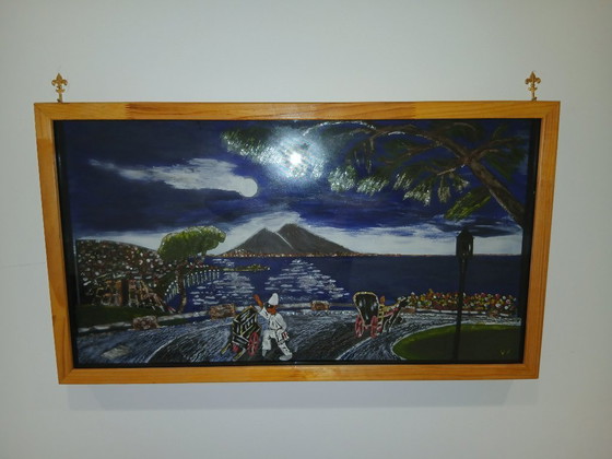 3D Night View of the Gulf of Naples. Painted on Wood. – Paintings & Drawings, Other (photo 3 of 5)