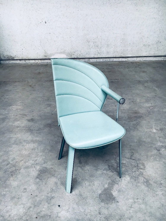 Image 1 of Postmodern Design Leather Dining Chair set by Mario Morbidelli for Naos, Italy 1980's