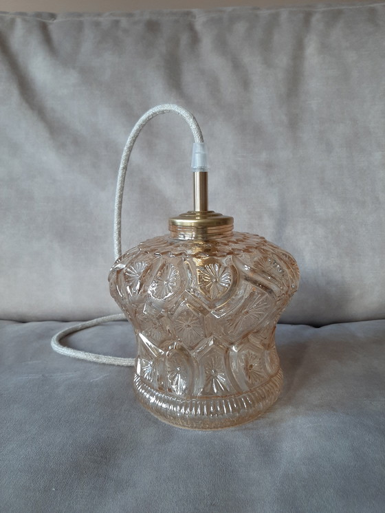 Image 1 of Vintage bubble hanglamp | Vintage bol amberkleur jaren 60