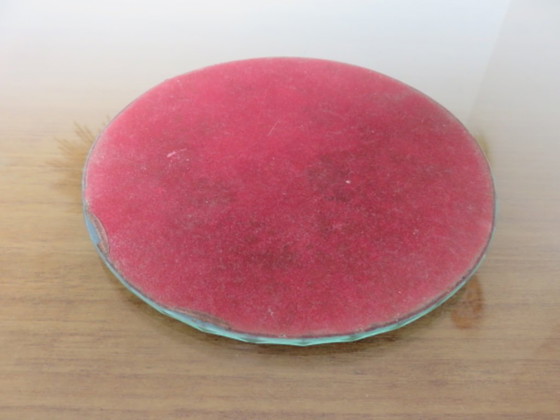 Image 1 of Vintage round, beveled, Art Deco style mirror, freestanding, 1940s-50s