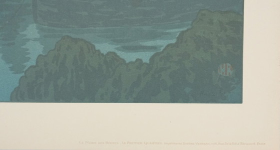 Henri Rivière : La Féérie Des Heures, Premier Quartier, Lithographie Originale Signée (photo 2 of 8)