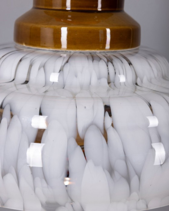 Lampadario vintage anni '60 in ceramica e vetro, design italiano. – Glass (photo 5 of 11)