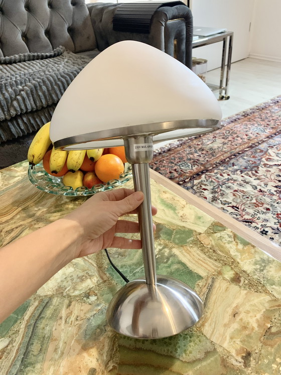 Image 1 of Vintage MUSHROOM Table Lamp/ Opal Glass Light/ 80s Desk Lamp/ Mushroom Standing Lamp/ Mid Cenctury Modern Light Pilzlampe