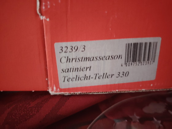 Image 1 of Walther vintage glazen Adventsbord, satijnen waxinelichthouder Kerstmis