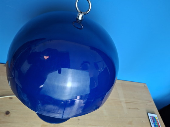 Image 1 of Large deep blue Spanish mushroom table lamp