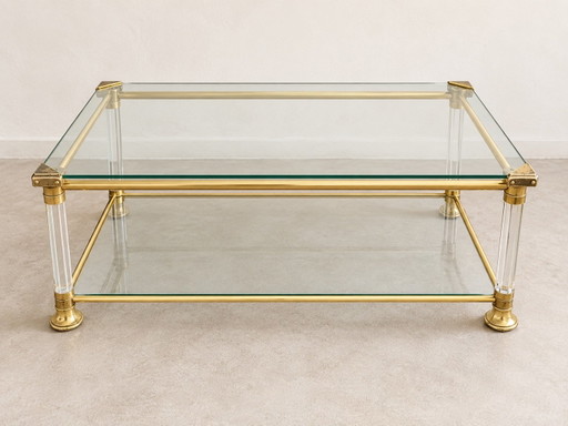 Table basse à deux niveaux France 1970 vintage 